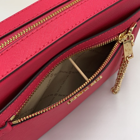 MICHAEL KORS 
Jet Set Large Saffiano Leather Crossbody Bag ELECTRIC PINK COLOR - Picture 14 of 15